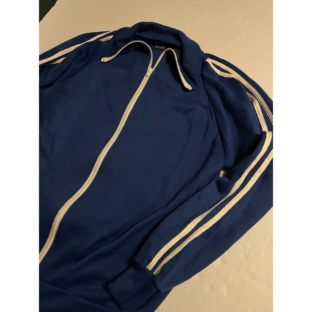 Sears VINTAGE 1980’s Blue White Striped Full Zipper Track Jacket XL Tall Acrylic